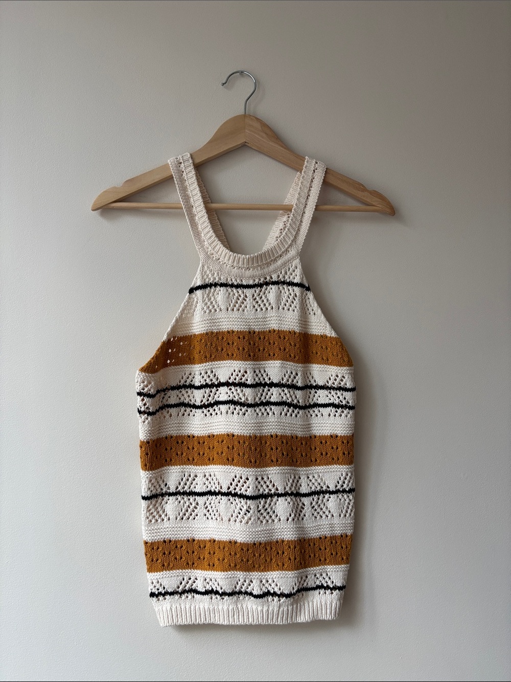 Sezane Cream, Mustard & Black Knit Tank